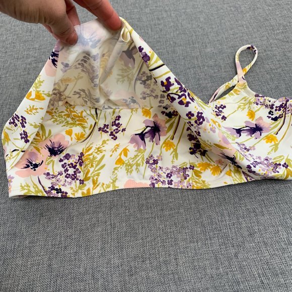 Old Navy Juniors Floral Bikini Top XL Adjustable Straps Cream Purple Green Pink - Picture 5 of 11